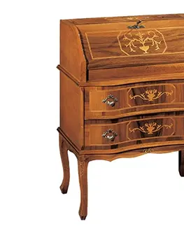 Stylové a luxusní pracovní a psací stoly Estila Luxusní barokní psací stolek Clasica se sekretářem z masivního dřeva se dvěma šuplíky a rustikálním zdobením 75cm