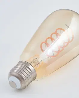 LED žárovky Lindby E27 LED-Rustika Curved Line 4W, 1 800K, jantarová barva