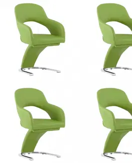 Židle Jídelní židle 4 ks umělá kůže / chrom Dekorhome Zelená