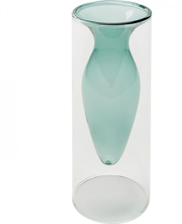 Skleněné vázy KARE Design Skleněná váza Amore - modrá, 20cm