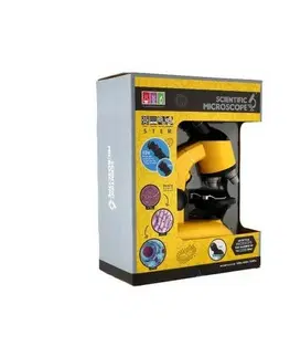 Dřevěné hračky Teddies Mikroskop s doplňky plast 15cm na baterie se světlem v krabici 23x29x12cm
