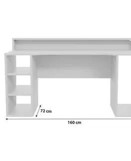 Psací stoly Herní Stůl Tezaur Bílá 160cm