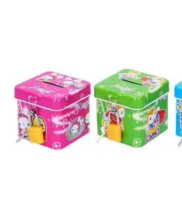 Hračky WIKY - Pokladnička plechová 6,5x6,5x6cm, Mix produktů