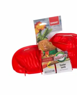 Pečicí formy CULINARIA Banquet Forma silikonová Beránek červená, 30 x 16 x 9,5 cm