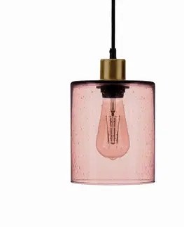Závěsná světla Solbika Lighting Závěsná lampa Soda se stínidlem z růžového skla Ø 15 cm