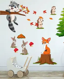 Zvířátka Barevná dětská nálepka na zeď šťastná lesní zvířátka