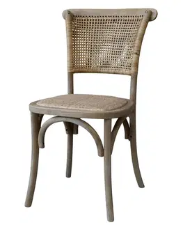 Jídelní stoly Přírodní dřevěná židle s ratanovým výpletem Old French chair - 45*40*88 cm  Chic Antique 41034200 (41342-00)