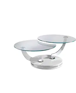 Designové a luxusní konferenční stolky Estila Skleněný konferenční stolek Vita Naturale polohovatelný 120cm
