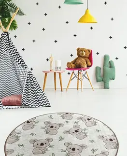 Koberce a koberečky Conceptum Hypnose Dětský kulatý koberec Koala 100 cm šedý