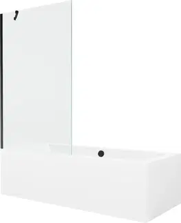 Vany MEXEN/S Cube obdélníková vana 180 x 80 cm s panelem + vanová zástěna 100 cm, transparent, černá 550518080X9510000070