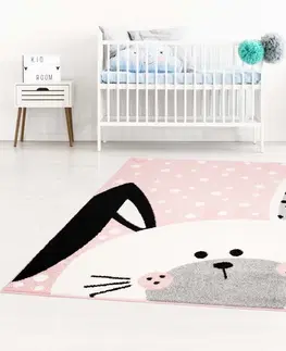 Dětské koberce Kouzelný dětský růžový koberec pro holčičku zajíček Šířka: 120 cm | Délka: 160 cm