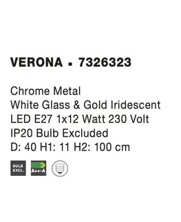 Klasická závěsná svítidla NOVA LUCE závěsné svítidlo VERONA závěsné svítidlo chromovaný kov bílé sklo a zlatá E27 1x12W 7326323