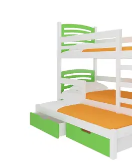 Postele ArtAdrk Dětská patrová postel s přistýlkou SORIA Barva: bílá / zelená