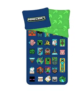 Povlečení Jerry Fabrics Bavlněné povlečení Minecraft Badges, 140 x 200 cm, 70 x 90 cm