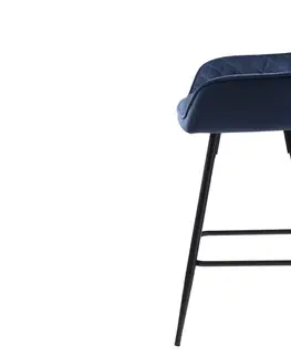 Barové židle Furniria Designová barová židle Dana modrý samet