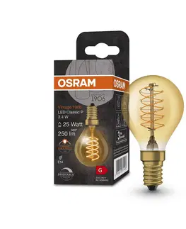 Stmívatelné LED žárovky OSRAM OSRAM Vintage 1906 LED kapka E14 3,4W gold dim