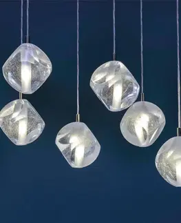 Závěsná světla Marchetti Závěsné svítidlo Glace ze skla, pětidílné provedení