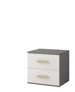 Dětský nábytek Idzczak Meble Noční stolek SMYK 55 cm šedá/bílá, varianta růžové úchytky