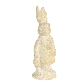 Velikonoční dekorace Velikonoční dekorace králíka v krémovo-žlutém provedení Métallique - 4*4*11 cm Clayre & Eef 6PR3078W
