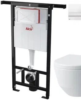 WC sedátka ALCADRAIN Jádromodul předstěnový instalační systém s bílým tlačítkem M1710 + WC LAUFEN PRO + SEDÁTKO AM102/1120 M1710 LP3