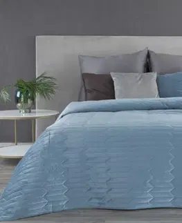 Francouzské přehozy na postel s potiskem Modrý sametový prošívaný oboustranný přehoz