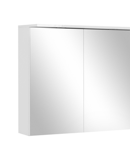 Koupelnový nábytek Závěsná skříňka DRAKE se zrcadlem a osvětlením, bílá