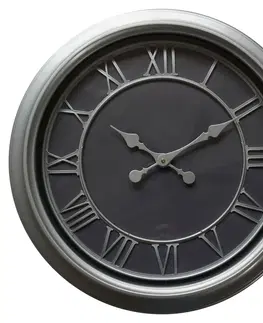 Stylové a designové hodiny Estila Moderní nástěnné hodiny Denya kruhového tvaru v černo-stříbrném provedení 59cm