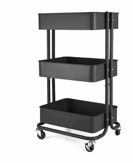 Úložné boxy Compactor Koupelnový vozík s kolečky Grena, 3 police, 43 x 34,8 x 75 cm, černá