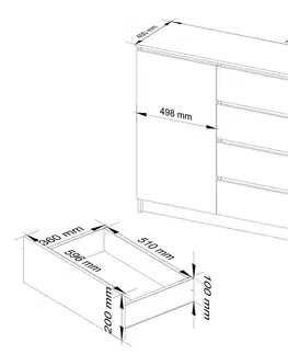 Komody Ak furniture Komoda Tove K 160,4 cm bílá/černá lesklá