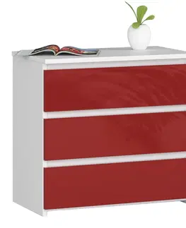 Komody Ak furniture Komoda CL3 60 cm bílá/červená