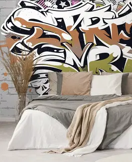 Samolepící tapety Samolepící tapeta oranžový Street Art nápis se spreji