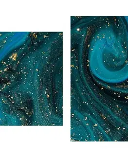 Abstraktní obrazy 5-dílný obraz smaragdová abstrakce