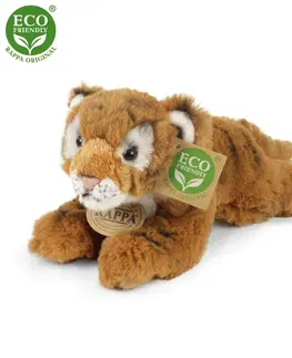 Hračky RAPPA - Plyšový tygr hnědý ležící 17 cm ECO-FRIENDLY