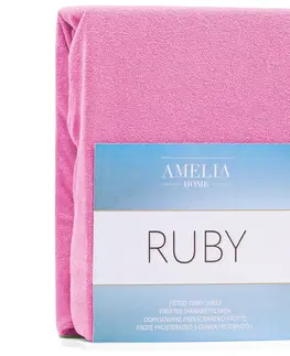 Prostěradla Froté prostěradlo s gumou AmeliaHome Ruby růžové, velikost 100-120x200+30