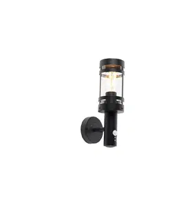Venkovni nastenne svetlo Venkovní nástěnné svítidlo černé s pohybovým senzorem IP44 - Gleam
