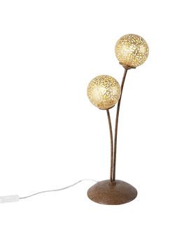 Stolni lampy Venkovská stolní lampa 2-světlo v rezavě hnědé barvě - Kréta