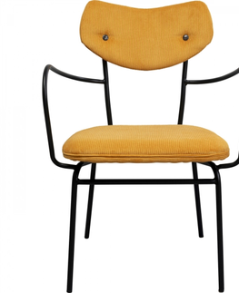 Polstrované židle KARE Design Žlutá polstrovaná židle s područkami Viola