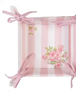 Chlebníky Bavlněný košík na pečivo s květy růže Sweet Roses - 35*35*8cm Clayre & Eef SWR47