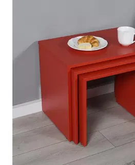 Konferenční stoly Adore Furniture SADA 3x Konferenční stolek červená 