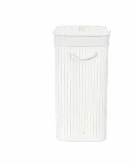 Koše na prádlo Compactor Bambusový koš na prádlo s víkem Compactor Bamboo - obdélníkový, bílý, 43 x 35 x 60 cm