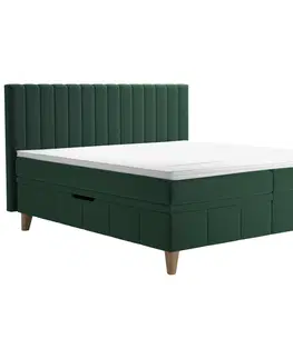 Čalouněné postele Manželská postel s matracemi Vivien, 180x200, Tmavě Zelená