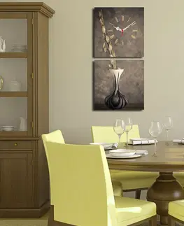 Hodiny Hanah Home Obrazové nástěnné hodiny Váza 60x28 cm vícebarevné