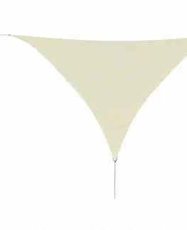 Stínící textilie Plachta proti slunci z HDPE trojúhelníková 5 x 5 x 5 m Krémová