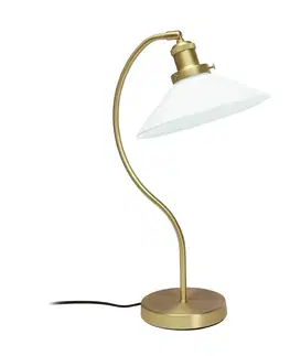 Stolní lampy PR Home PR Home Stolní lampa Axel, mosazná barva, stínidlo z opálového skla