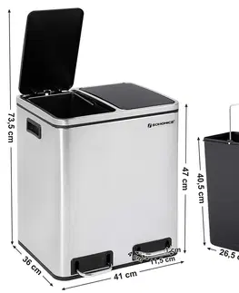 Odpadkové koše SONGMICS Odpadkový koš Rubax 2x15 L  stříbrno-černý