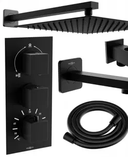 Sprchy a sprchové panely MEXEN/S Cube DR02 podomítkový vanový SET s vytokovou hubicí + slim sprcha 30 cm, černý 77503DR0230-70