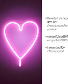 Dětská nástěnná svítidla LEUCHTEN DIREKT is JUST LIGHT LED nástěnné svítidlo růžová, srdce, USB, šňůrový vypínač, dekorativní LD 85020-87