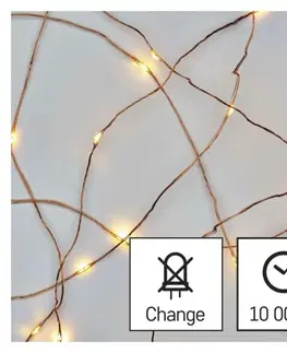 LED řetězy EMOS LED vánoční nano řetěz měděný, 4 m, venkovní i vnitřní, teplá bílá, časovač D3AW01