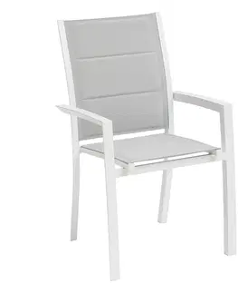 Zahradní židle a křesla DEOKORK Hliníkové křeslo s textílií VERMONT (bílá)