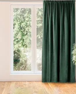 Záclony HOMEDE Závěs MILANA klasická transparentní dračí páska 7,5 cm s třásněmi 3 cm zelený, velikost 560x300